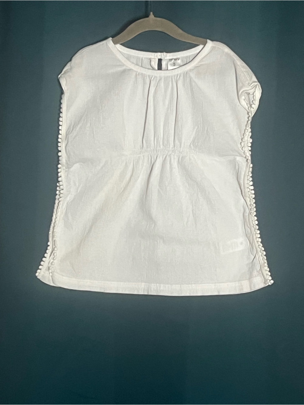 Carter's White Cotton Pom-Trim Girl's Blouse